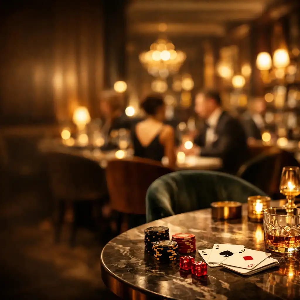 Eleganckie wnętrze restauracji wieczorem